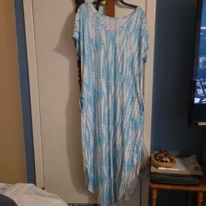 Blue and White Tie-Dye Dress